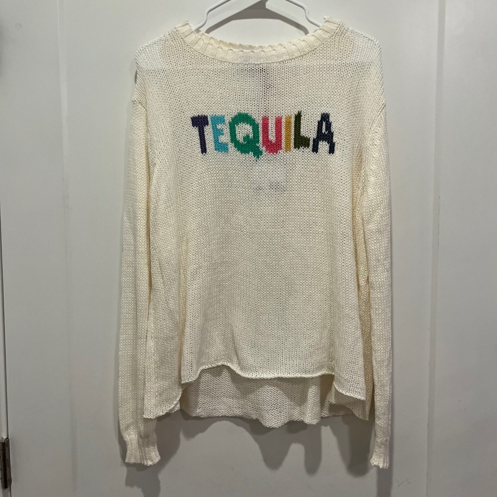 Wooden Ships Tequila Knit Sweater White Cotton Blend M/L New With Tags